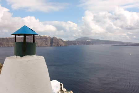 chimney on the island of Santoriniの写真素材