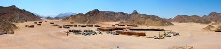 Bedouin village in the sandy desertの写真素材