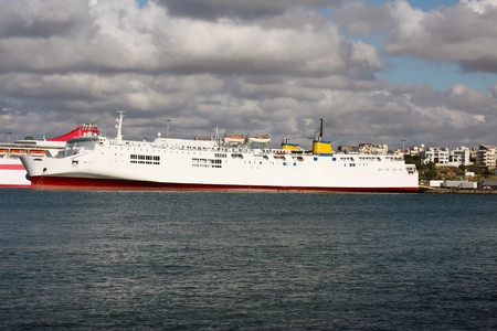 White cargo ferryの写真素材
