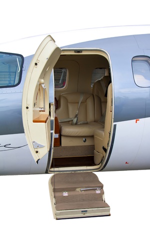 photo off ladder in a private jetの写真素材