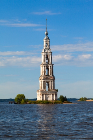 The bell tower of the Cathedral of St  Nicholas flooded a sunny day in summerの写真素材