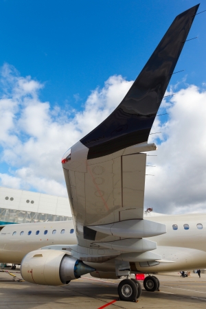 wing and white reactive private jetの写真素材