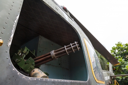 M134 minigun in the door helicopter Bell UH-1 Iroquoisの写真素材