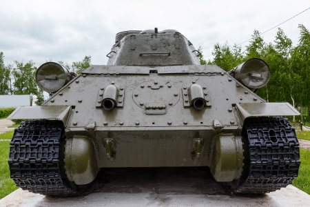 exhaust pipe of the tank t-34 and the back of the tank to the engine compartmentのeditorial素材