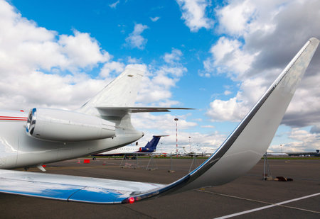wing and white reactive private jet photo