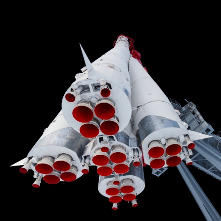 rocket and engine isolated on black backgroundのeditorial素材