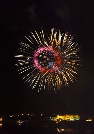 Malta Fireworks Festival beautiful, colorful lights in the night skyの写真素材