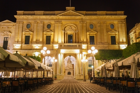 National Library in Valletta in a warm summer nightのeditorial素材