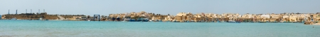 panoramic view of the harbor of Marsaxlokk, Malta 2013の写真素材