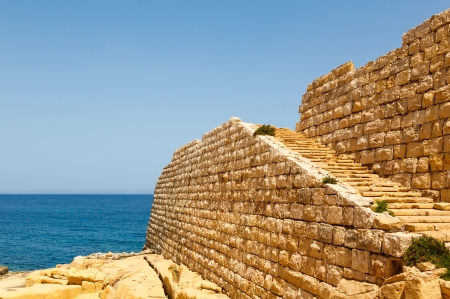 view from the ruins of Ricasoli Fortification of the Mediterranean Sea, Malta 2013の写真素材