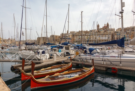 View from the Vittoriosa and yachts, Malta Grand harborのeditorial素材