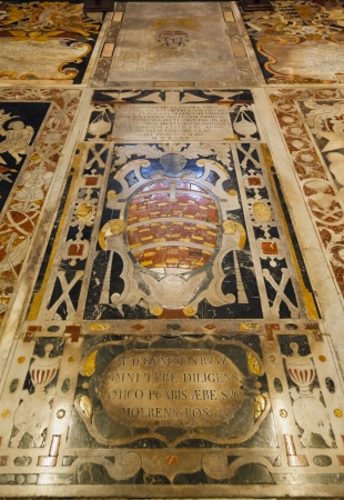 headstones marble slabs and floor in St John's Co-Cathedral in Valletta in Maltaのeditorial素材