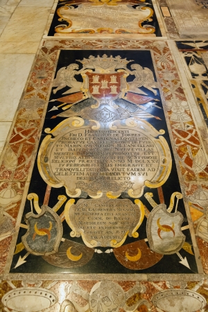headstones marble slabs and floor in St John's Co-Cathedral in Valletta in Maltaのeditorial素材