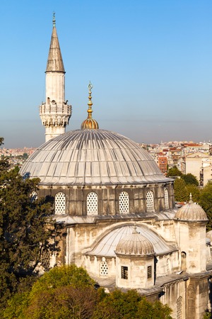Sokollu Mehmet Pasha Mosque against the blue sky on clear day, Istanbul, Turkeyの写真素材