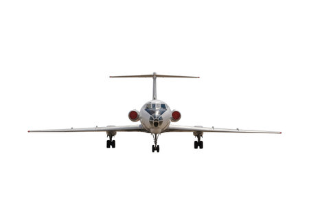 white jet passenger aircraft with the gear isolated on the white background