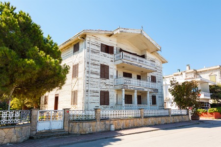Traditional white wooden houses in the Turkish at the Princesのeditorial素材