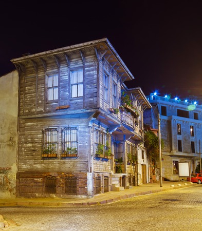 Turkey. Istanbul. The old wooden house on a narrow street in area Sultanahmetの写真素材