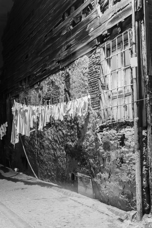 Turkey. Istanbul. The old wooden house on a narrow street in area Sultanahmetの写真素材
