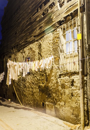 Turkey. Istanbul. The old wooden house on a narrow street in area Sultanahmetの写真素材