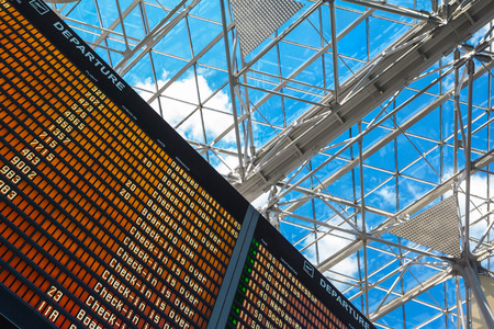 Airport flight information with the list of flights and information on registrationの写真素材