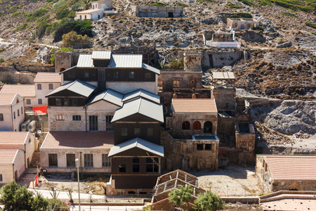 Abandoned wooden buildings silver mine. Argentero, Sardiniaの写真素材