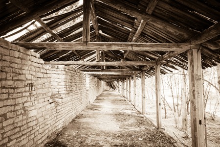 destruction of the old fortification walls of Pskov, Russiaの写真素材