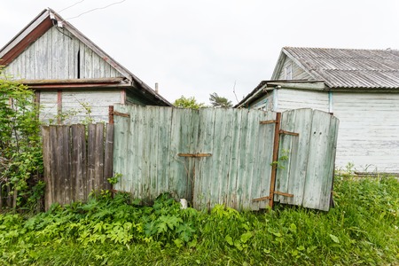 passage in the slums, wood waste and debris, Russiaの写真素材
