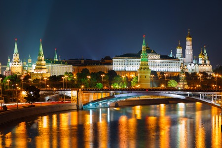 Moscow Kremlin night view from the waterfrontの写真素材
