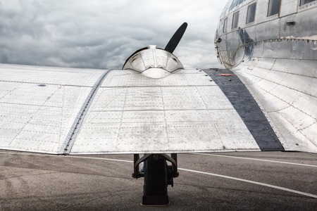 wing and engine old transport aircraft of World War IIの写真素材