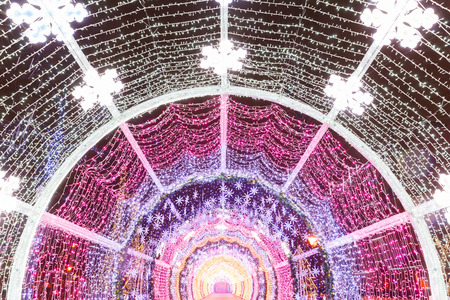 Decorations for New Year and architecture of Moscow. Boulevard Ringの写真素材