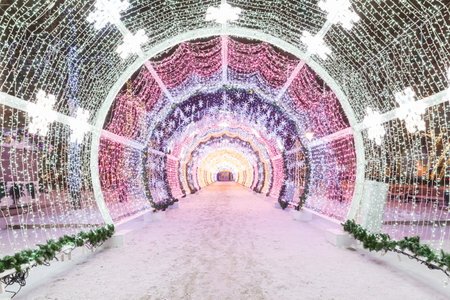 Decorations for New Year and architecture of Moscow. Boulevard Ring