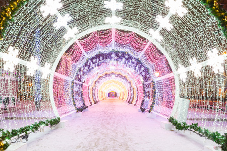 Decorations for New Year and architecture of Moscow. Boulevard Ringの写真素材