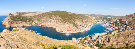 Beautiful view of the Black Sea and the city Balaklava.の写真素材