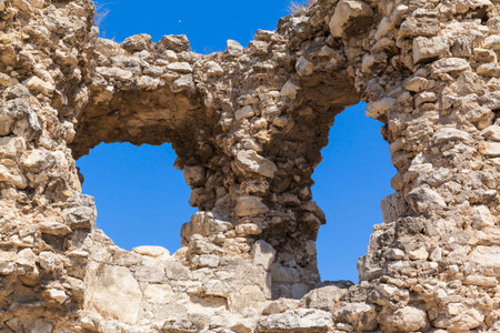 Ruins of the ancient fortress Calamita in Inkerman, Crimeaの写真素材