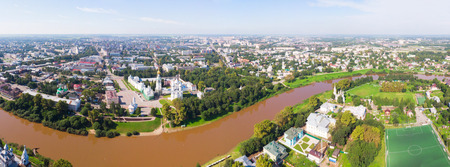 Saint Sophia orthodox cathedral and church of Resurrection of Jesus, The Kremlin Square of the Old City in a sunny summer day in Vologda Kremlin.の写真素材