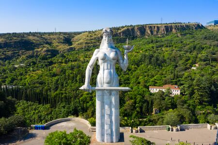 TBILISI, GEORGIA - JUNE 12, 2019: Statue of Mother Georgia in Tbilisi, Georgia. The memorial is 50 meters high and watches over Georgia from a hill above Tbilisi.のeditorial素材