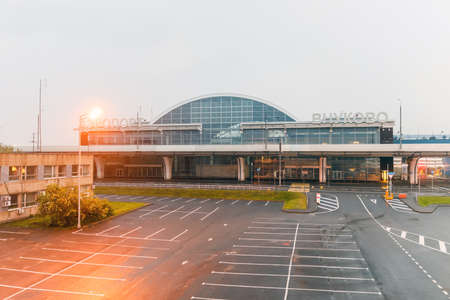 Moscow region, Vnukovo, Russia - May 29, 2020: Terminal A of Vnukovo International Airport, Empty airport during COVID pandemic.のeditorial素材