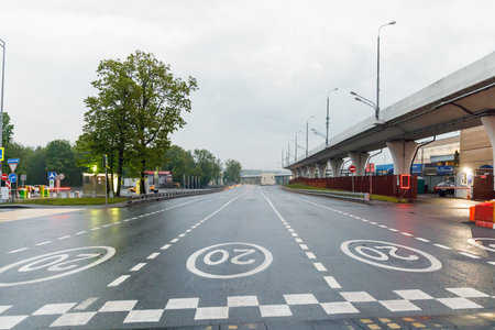 Moscow region, Vnukovo, Russia - May 29, 2020: Roads and facilities near the Vnukovo International...