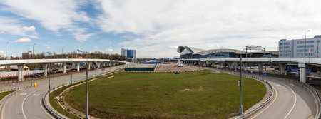 Moscow region, Vnukovo, Russia - May 29, 2020: Terminal A of Vnukovo International Airport, Empty airport during COVID pandemic.のeditorial素材