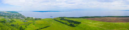 Kamskoe Ustye and Mount Lobach at the confluence of the Kama and Volga rivers, amazing panoramic view of the surrounding nature.の写真素材