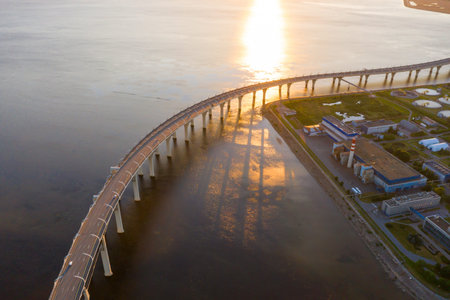 High-speed toll road, highway bypassing the city center St. Petersburg, the central section of the...