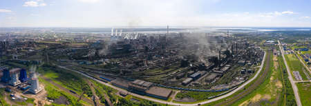 blast furnaces and other elements of the black metallurgical industries and the chemical industry a view of the structure from a height.の写真素材