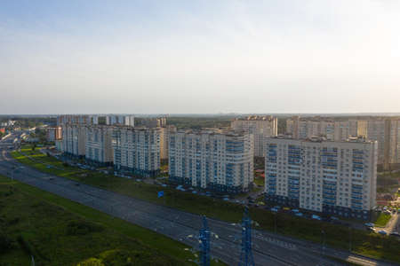 New residential areas and new buildings in Moscow. Aerial view of the area near the Vnukovo landfillの写真素材