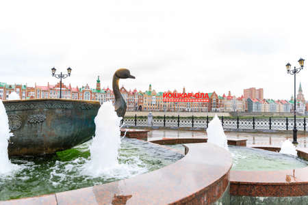 Beautiful embankment of Bruges in Yoshkar-Ola. Russia, Republic of Mari Elの写真素材
