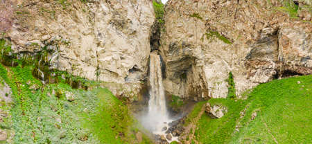 Mountain waterfall Sultan, a stormy stream. Mountains and waterfalls of the North Caucasus, Gily-Su tract. The Republic of Kabardino-Balkaria, Russia.の写真素材