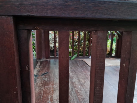 Abstract background of brown wood texture standing at a distanceの写真素材