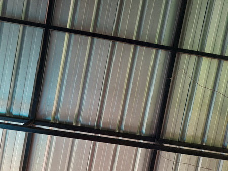Roof background made of iron zinc combined with black iron bars