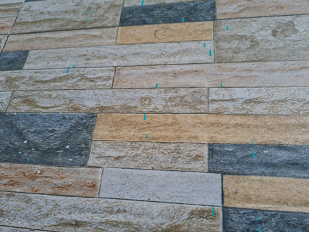 Abstract background textured building walls made of colorful plaid porcelain