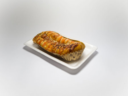 Savory bread with delicious tomato sauce sausage topping