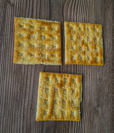 Savory cracker biscuits sprinkled with sugar